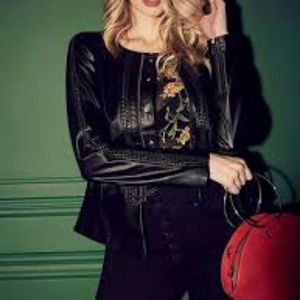 Guess Mae Ruffle Faux-leather jacket